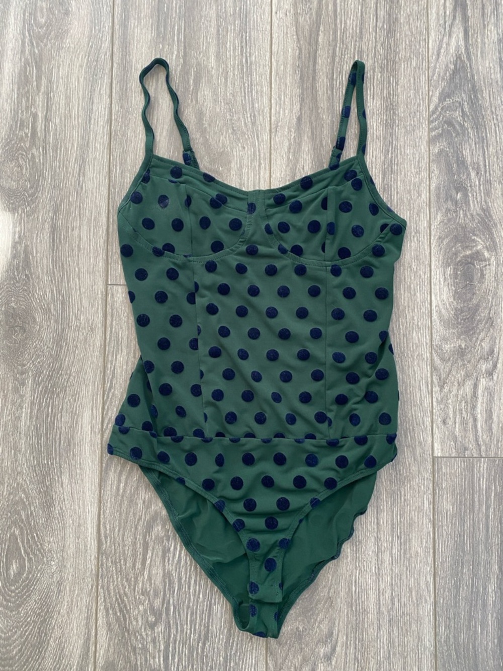Blāshe - Green with Blue Polka Dot Bodysuit - Size S